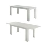 Tavolo allungabile Natan, Consolle allungabile fino a 12 posti, Consolle estensibile 100% Made in Italy, cm 160-210x90h75, Bianco lucido Larice