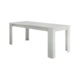 Tavolo allungabile Natan, Consolle allungabile fino a 12 posti, Consolle estensibile 100% Made in Italy, cm 160-210x90h75, Bianco lucido Larice