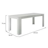 Tavolo allungabile Natan, Consolle allungabile fino a 12 posti, Consolle estensibile 100% Made in Italy, cm 160-210x90h75, Bianco lucido Larice