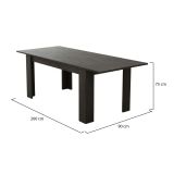 Tavolo Allungabile Nero Antracite Allungabile Meccanismo Estensione Allunga Centrale 200x90x75h cm, Lunghezza Massima 200 cm - Marene