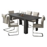 Tavolo Allungabile Nero Antracite Allungabile Meccanismo Estensione Allunga Centrale 220x90x75h cm, Lunghezza Massima 220 cm - Campora