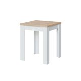 Tavolo allungabile Newark, Tavolo da pranzo pieghevole apertura a libro, Tavolo ausiliario richiudibile, 67x67-135h79 cm, Bianco e Rovere