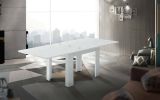 Tavolo allungabile Otto, Consolle ausiliare da cucina, Tavolo allungabile, 100% Made in Italy, cm 90x90h75, Bianco lucido
