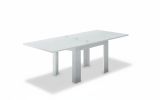 Tavolo allungabile Otto, Consolle ausiliare da cucina, Tavolo allungabile, 100% Made in Italy, cm 90x90h75, Bianco lucido
