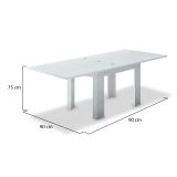Tavolo allungabile Otto, Consolle ausiliare da cucina, Tavolo allungabile, 100% Made in Italy, cm 90x90h75, Bianco lucido