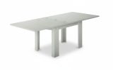 Tavolo allungabile Otto, Consolle ausiliare da cucina, Tavolo allungabile, 100% Made in Italy, cm 90x90h75, Bianco lucido Larice