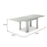 Tavolo allungabile Otto, Consolle ausiliare da cucina, Tavolo allungabile, 100% Made in Italy, cm 90x90h75, Bianco lucido Larice