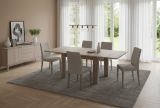 Tavolo allungabile Otto, Consolle ausiliare da cucina, Tavolo allungabile, 100% Made in Italy, cm 90x90h75, Olmo perla