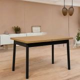 Tavolo allungabile Pherkad, Consolle con allunghe, Tavolo da pranzo multiuso, Ripiano estensibile da cucina, 153x75 h75 cm, Nero