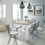 Tavolo allungabile pranzo 6-8 posti 140-190x90cm rovere grigio e bianco - Abudula
