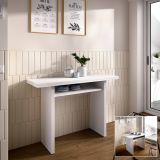 Tavolo allungabile Rodella, Consolle estensibile ausiliare multiposizione,Tavolo da pranzo pieghevole con piano abbattibile, 110x33-66h75 cm, Bianco