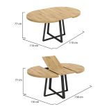 Tavolo allungabile rotondo salvaspazio 6-8 posti 110-158x110cm legno - Andia
