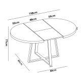 Tavolo allungabile rotondo salvaspazio 6-8 posti 110-158x110cm legno - Andia