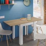 Tavolo allungabile salvaspazio 4-6 posti 67x67-135cm bianco e rovere - Aratro