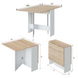Tavolo allungabile Toledo, Tavolo da pranzo pieghevole con piano abbattibile, Tavolo ausiliario richiudibile, 31x77h78 cm, Bianco e Rovere