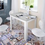 Tavolo cucina rettangolare 6 posti bianco e cemento 109x67cm - Anat