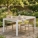 Tavolo da esterno 6 posti 160x90cm bianco e tortora - Innisfail