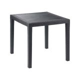 Tavolo da esterno Agrigento, Tavolo quadrato da giardino, Tavolino fisso effetto rattan, 100% Made in Italy, 80x80h72 cm, Antracite