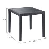 Tavolo da esterno Agrigento, Tavolo quadrato da giardino, Tavolino fisso effetto rattan, 100% Made in Italy, 80x80h72 cm, Antracite
