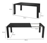 Tavolo da esterno allungabile 6-8 posti 90-160x98cm antracite - Langsa