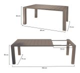 Tavolo da esterno allungabile 6-8 posti 90-160x98cm tortora - Langsa