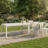 Tavolo da esterno allungabile 8-12 posti 146-292x86cm bianco - Campana