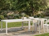 Tavolo da esterno allungabile 8-12 posti 146-292x86cm bianco - Campana