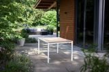 Tavolo da esterno Arbarei, Base per picnic, Piano da pranzo da giardino, Banco outdoor multiuso, 159x95 h75 cm, Rovere e Bianco