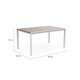 Tavolo da esterno Arbarei, Base per picnic, Piano da pranzo da giardino, Banco outdoor multiuso, 159x95 h75 cm, Rovere e Bianco