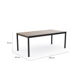 Tavolo da esterno Arbarei, Base per picnic, Piano da pranzo da giardino, Banco outdoor multiuso, 200x95 h75 cm, Rovere e Antracite