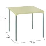 Tavolo da Esterno Beige 4 Posti Tavolo Tavolo Fisso Quadrato 75x75x72h cm, Lunghezza Massima 75 cm Made in Italy - Brownstown