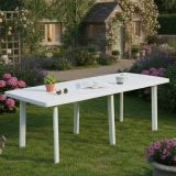 Tavolo da Esterno Bianco 10 Posti Meccanismo Estensione Allunga Centrale 216x90x72h cm, Allungabile Made in Italy - Crossley