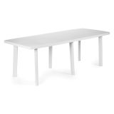 Tavolo da Esterno Bianco 10 Posti Meccanismo Estensione Allunga Centrale 216x90x72h cm, Allungabile Made in Italy - Crossley