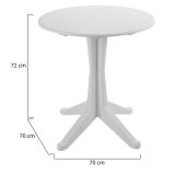 Tavolo da Esterno Bianco 2 Posti Tavolo Tavolo Fisso Rotondo 70x70x72h cm, Lunghezza Massima 70 cm Made in Italy - Trimble