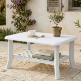 Tavolo da Esterno Bianco 4 Posti Tavolo Tavolino 90x60x46h cm, Forma Rettangolare