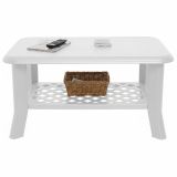 Tavolo da Esterno Bianco 4 Posti Tavolo Tavolino 90x60x46h cm, Forma Rettangolare