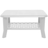 Tavolo da Esterno Bianco 4 Posti Tavolo Tavolino 90x60x46h cm, Forma Rettangolare