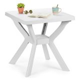 Tavolo da Esterno Bianco 4 Posti Tavolo Tavolo Fisso Quadrato 70x70x72h cm, Lunghezza Massima 70 cm Made in Italy - Straven