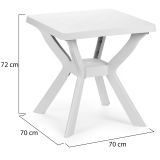 Tavolo da Esterno Bianco 4 Posti Tavolo Tavolo Fisso Quadrato 70x70x72h cm, Lunghezza Massima 70 cm Made in Italy - Straven