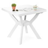 Tavolo da Esterno Bianco 4 Posti Tavolo Tavolo Fisso Quadrato 79x79x72h cm, Lunghezza Massima 79 cm Made in Italy - Normandy