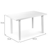 Tavolo da Esterno Bianco 6 Posti Finitura Effetto Liscio 126x76x72h cm, Lunghezza Massima 126 cm Made in Italy - Ozello