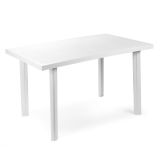 Tavolo da Esterno Bianco 6 Posti Finitura Effetto Liscio 126x76x72h cm, Lunghezza Massima 126 cm Made in Italy - Ozello