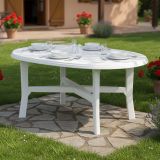 Tavolo da Esterno Bianco 6 Posti Tavolo Tavolo Fisso Ovale 137x88x72h cm, Lunghezza Massima 137 cm Made in Italy - Roxton