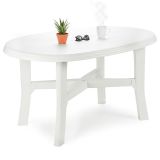 Tavolo da Esterno Bianco 6 Posti Tavolo Tavolo Fisso Ovale 137x88x72h cm, Lunghezza Massima 137 cm Made in Italy - Roxton