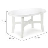 Tavolo da Esterno Bianco 6 Posti Tavolo Tavolo Fisso Ovale 137x88x72h cm, Lunghezza Massima 137 cm Made in Italy - Roxton