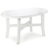 Tavolo da Esterno Bianco 6 Posti Tavolo Tavolo Fisso Ovale 137x88x72h cm, Lunghezza Massima 137 cm Made in Italy - Roxton