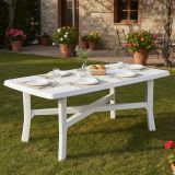 Tavolo da Esterno Bianco 6 Posti Tavolo Tavolo Fisso Rettangolare 180x100x72h cm, Lunghezza Massima 180 cm Made in Italy - Rasura