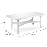 Tavolo da Esterno Bianco 6 Posti Tavolo Tavolo Fisso Rettangolare 180x100x72h cm, Lunghezza Massima 180 cm Made in Italy - Rasura