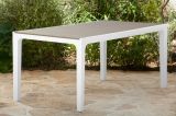 Tavolo da esterno Bisenzio, Base per picnic, Piano da pranzo da giardino, Banco outdoor multiuso, 160x90 h74 cm, Bianco e Tortora