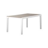 Tavolo da esterno Bisenzio, Base per picnic, Piano da pranzo da giardino, Banco outdoor multiuso, 160x90 h74 cm, Bianco e Tortora